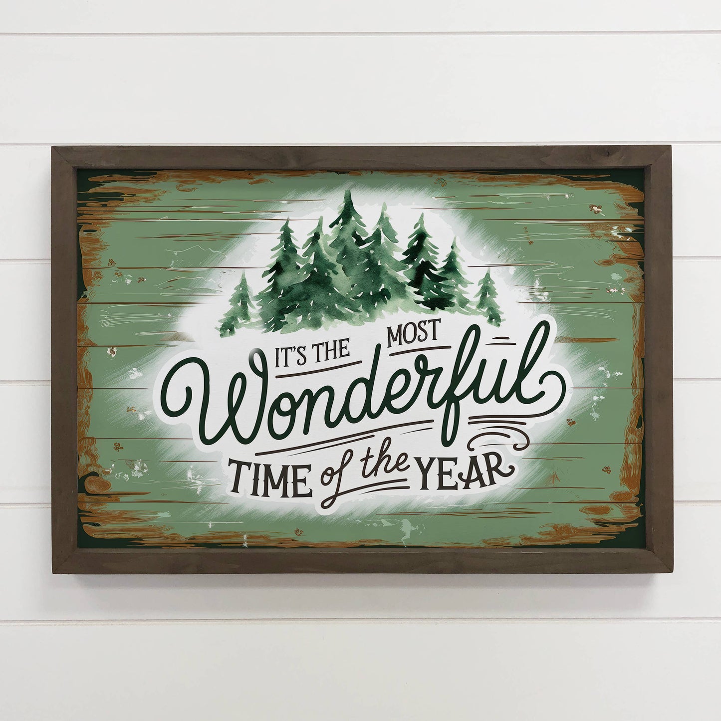 Most Wonderful Time of Year Tree Sign - Christmas Word Sign: 6x10"