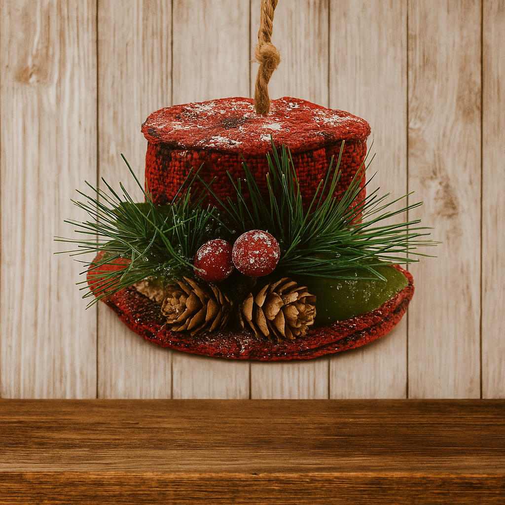Burlap Hat w/ Berries Ornament