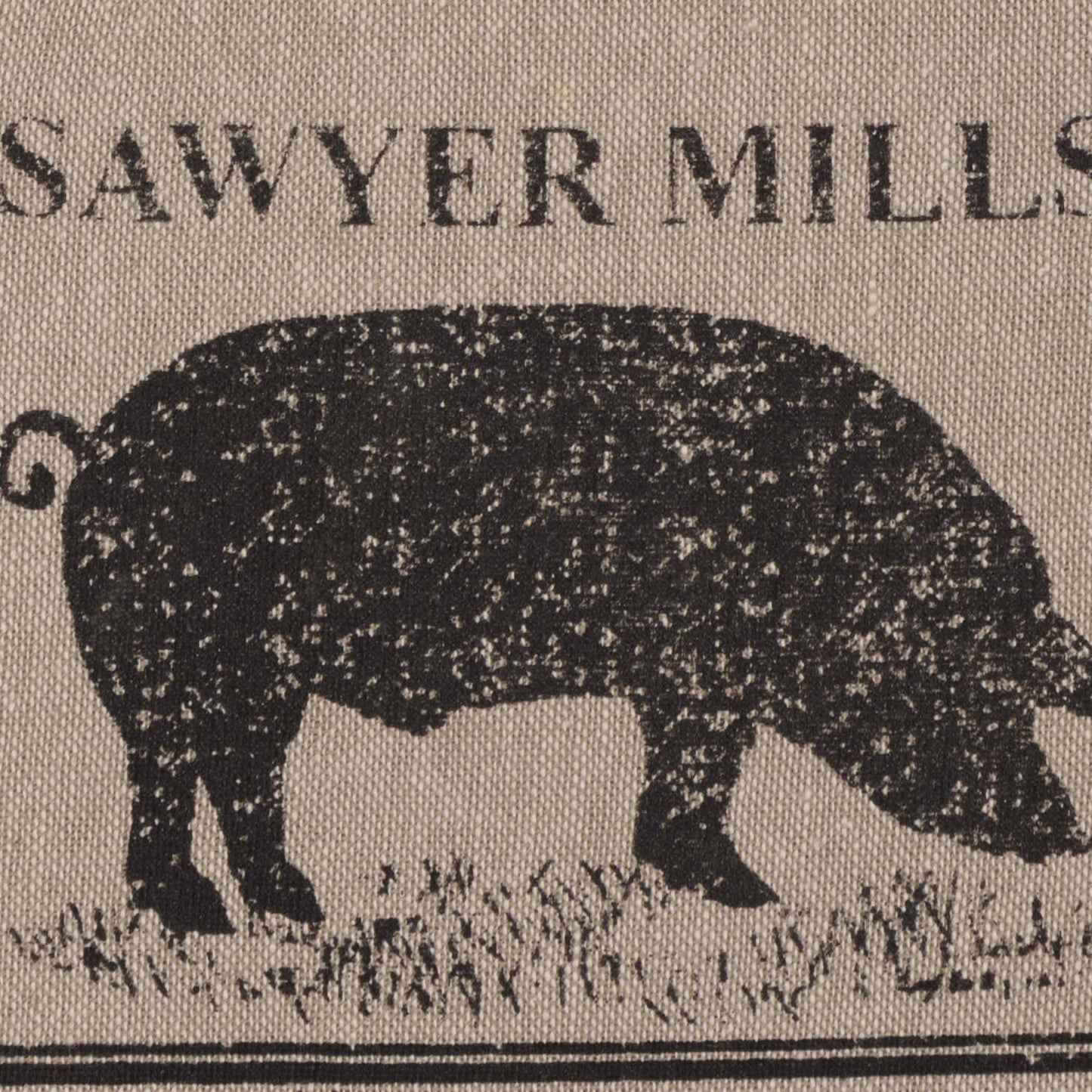 Sawyer Mill Charcoal Pig Button Loop Tea Towel Set of 2