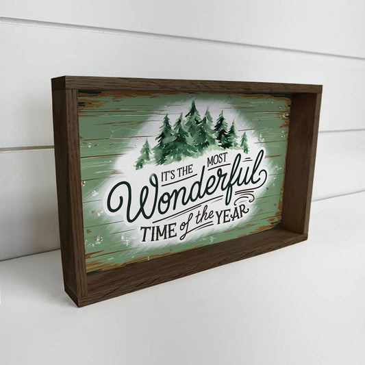 Most Wonderful Time of Year Tree Sign - Christmas Word Sign: 6x10"