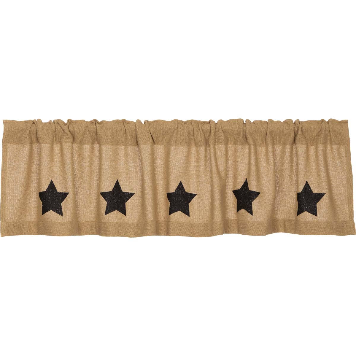 Burlap w/Black Stencil Stars Valance 16x72