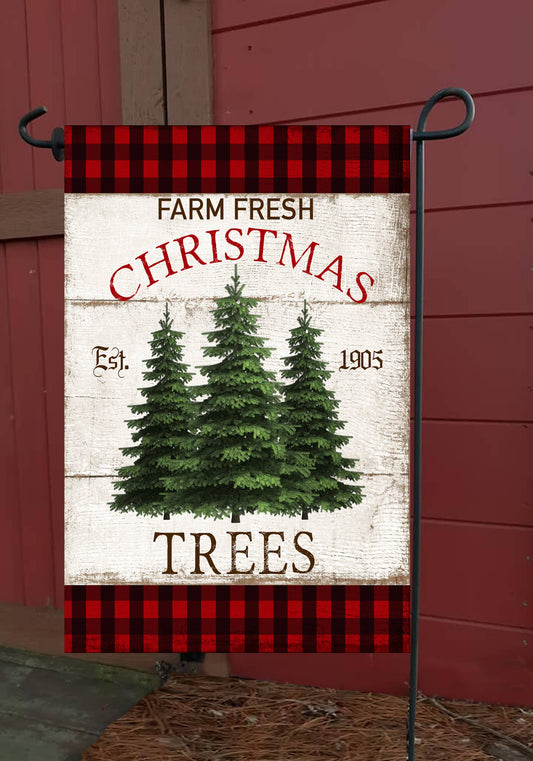 Farm Fresh Christmas Trees Garden Flag 12x18