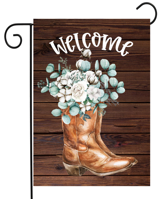 Welcome Cowboy Boots Garden Flag