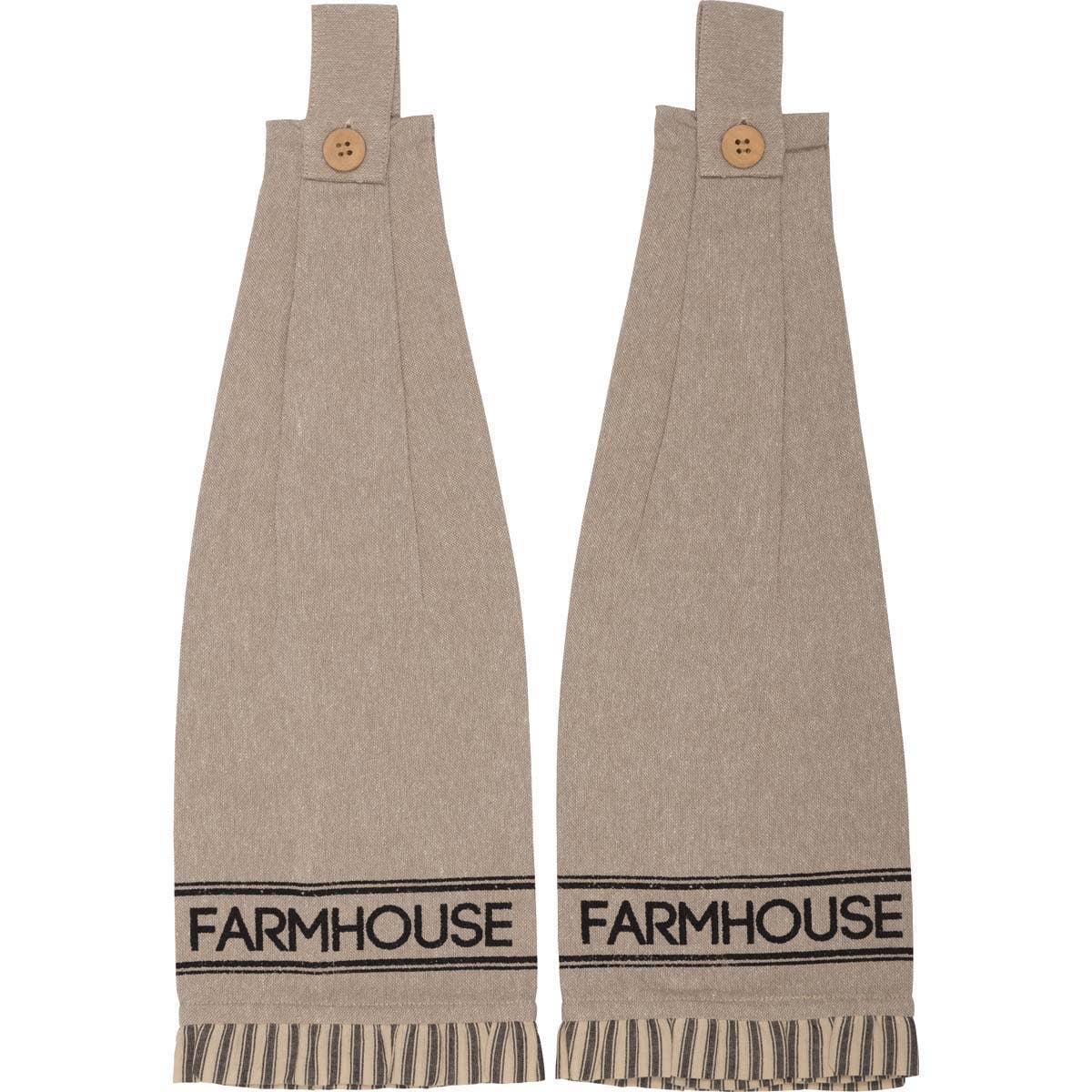 Sawyer Mill Charcoal Farmhouse Button Loop Tea Towel Set of 2