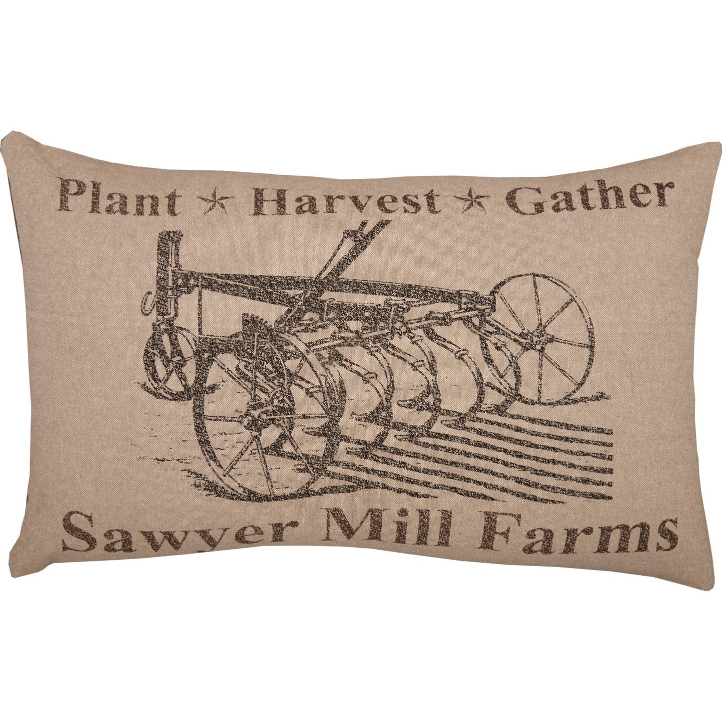 Sawyer Mill Farmhouse Rustic Charcoal Gray Plow Lumbar Throw Pillow 14x22 Decorative Accent