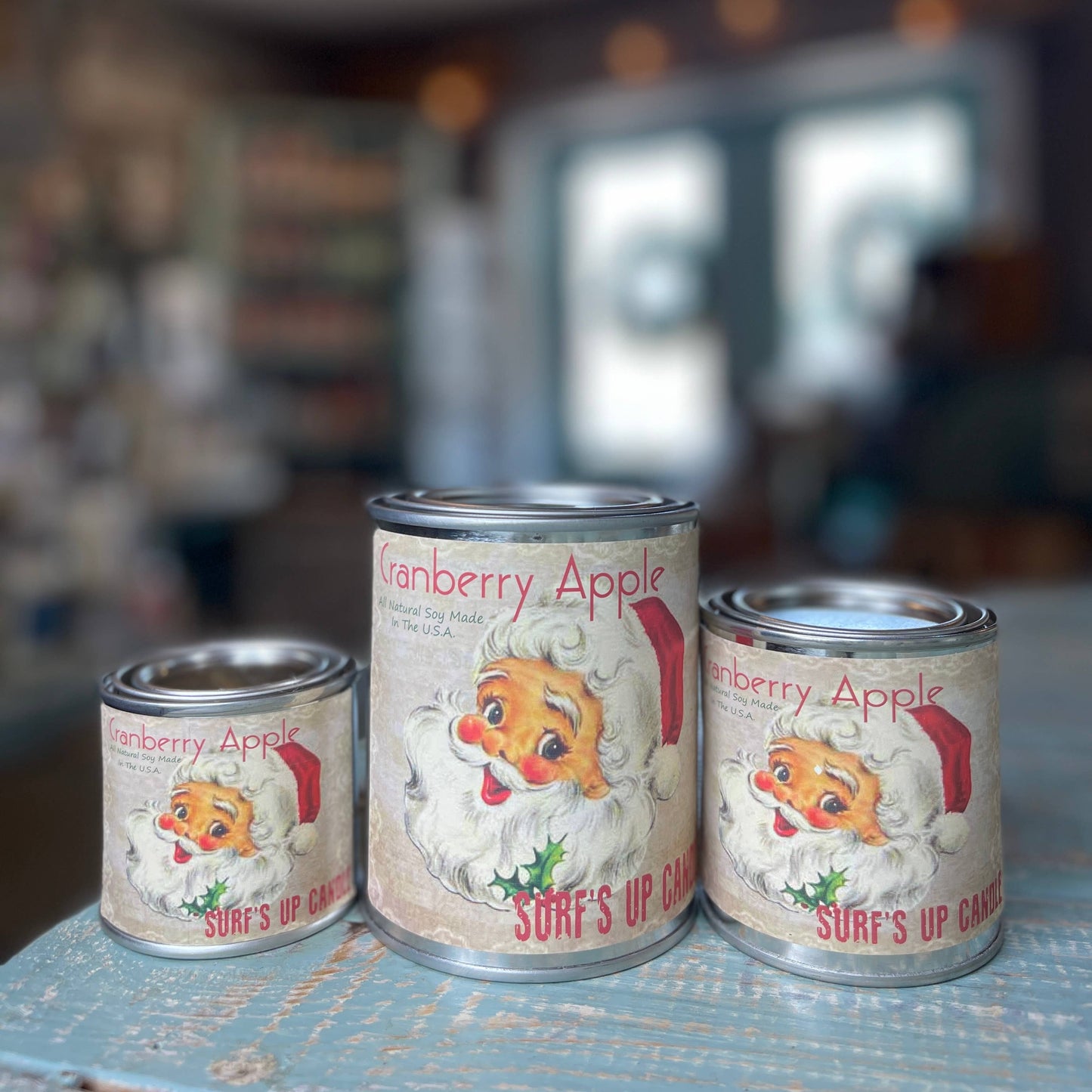 Cranberry Apple Paint Can Candle - Santa Face: 1/4 Pint