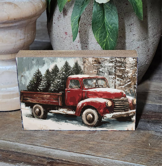 3.5x5" Printed Block Christmas Truck