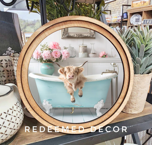 8" Round Aqua Highland in Tub Art